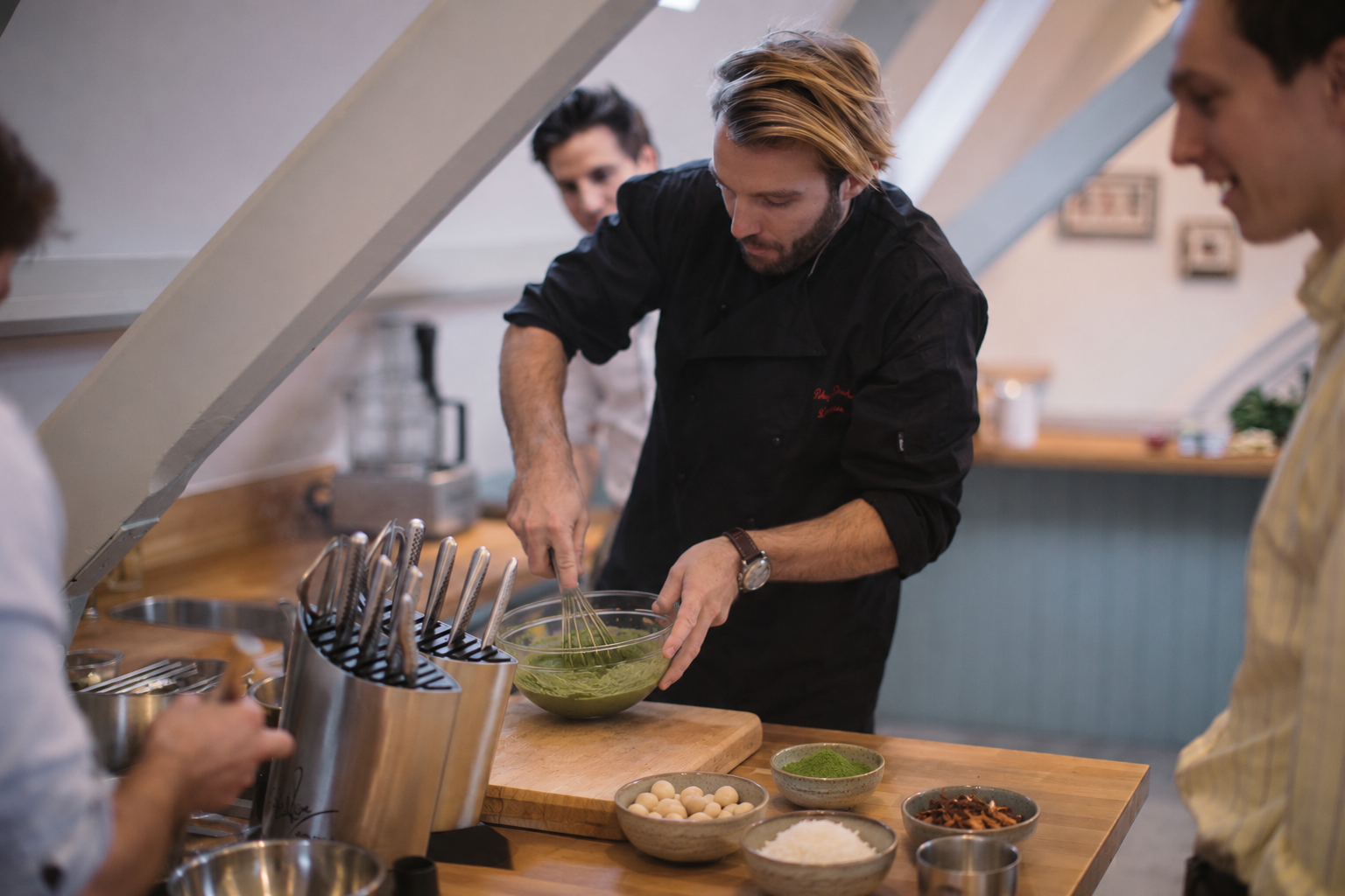 Patrick preparing the smart matcha latte blend